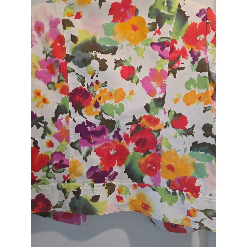 Women's sz S Patrick Christopher Floral Cotton Sateen Blazer White Yellow Pink - Picture 10 of 10